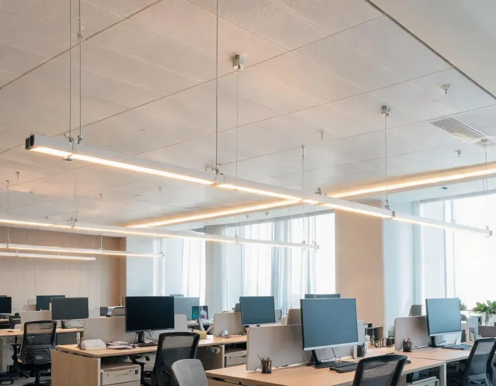 Hess linear luminaires illuminating a collaborative office